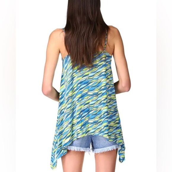 MICHAEL MICHAEL KORS Womens Green Adjustable Asymmetrical Hem V Neck Tank Top - Picture 2 of 9